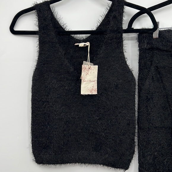 🆕Hem & Thread Teddy Tank/Jogger Set Black Super Soft Loungers S, M & L New - Picture 4 of 10